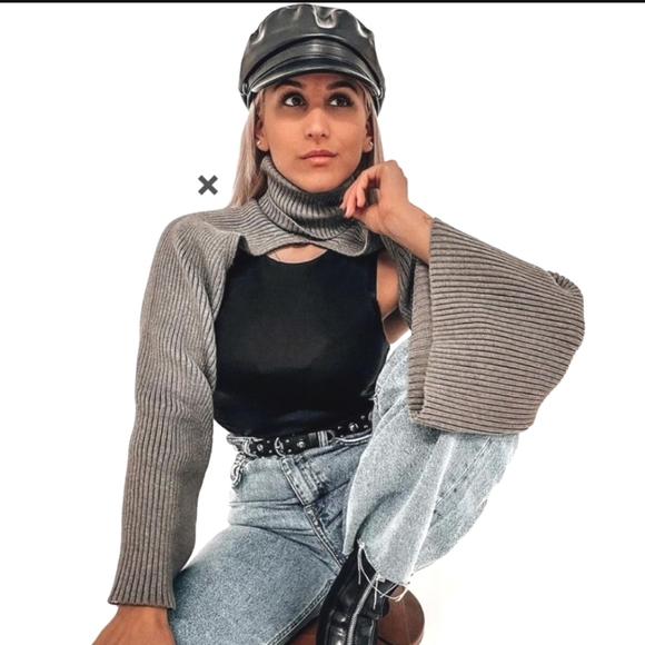 ZARA Arm Warmer Shoulder Turtleneck Sweater - Picture 5 of 7